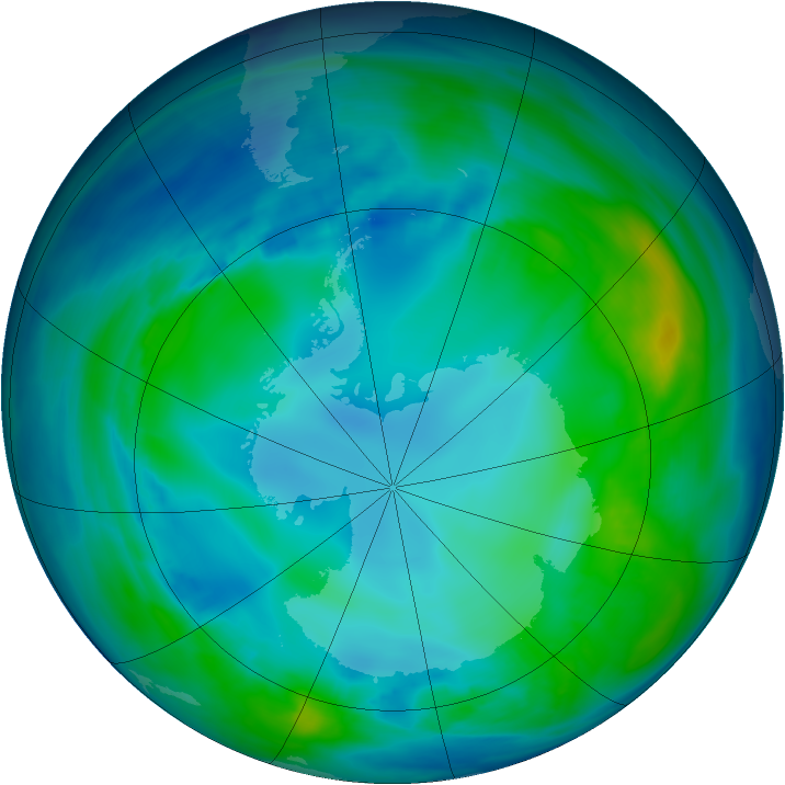Antarctic ozone map for 07 May 2008